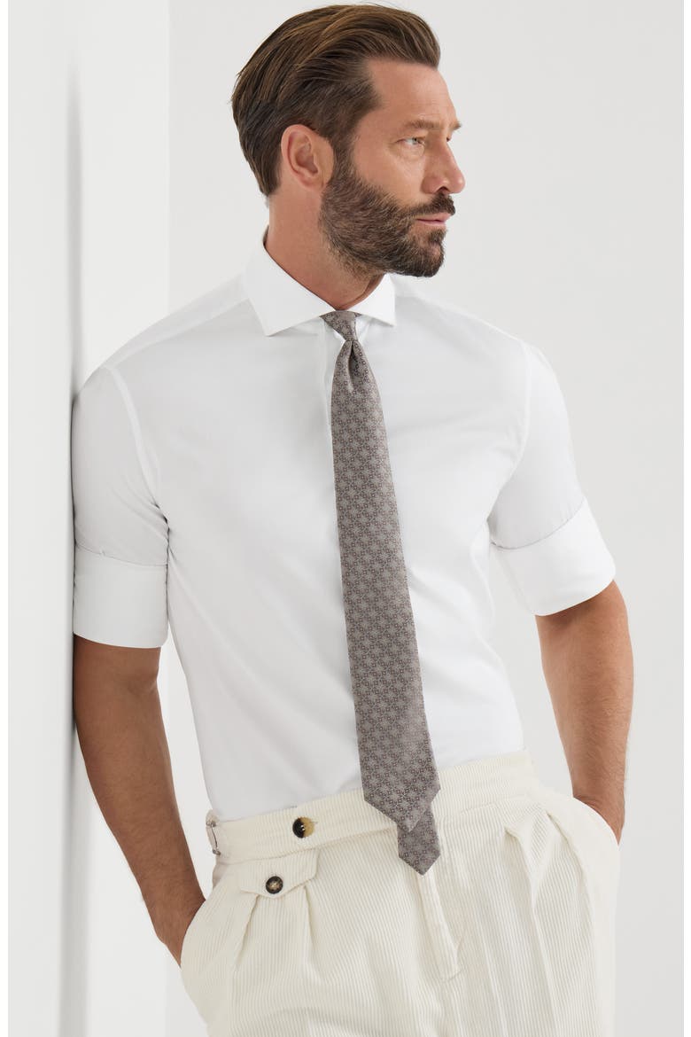 Twill shirt with spread collar, Alternate, color, White
