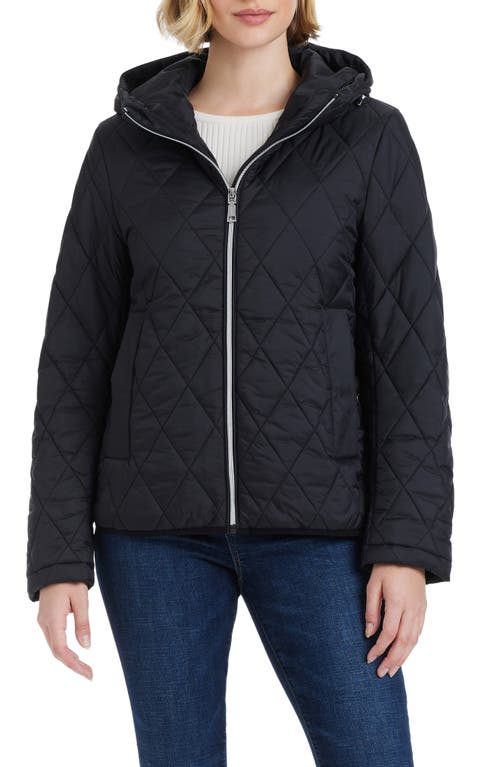 Shop Vince Camuto Water Resistant Hooded Quilted Jacket In Black
