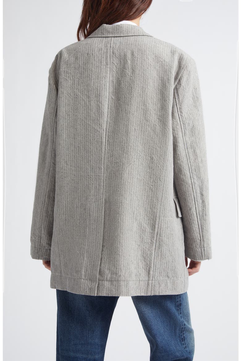 Oversize Ragged Stripe Virgin Wool & Linen Blazer, Alternate, color, LIGHT GREY STRIPE