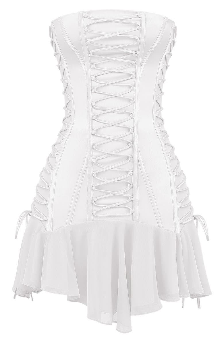 HOUSE OF CB Sirena Strapless Ruffle Minidress, Alternate, color, White