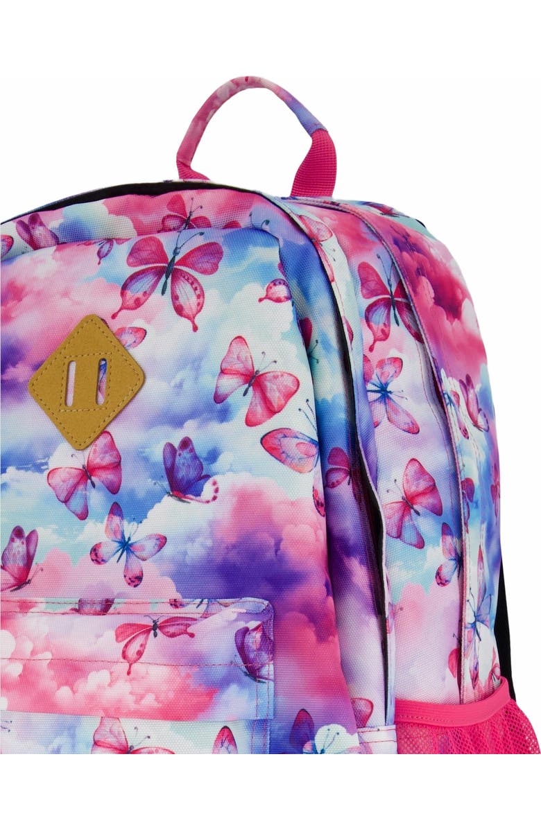 Deux par Deux Girl's Backpack Butterflies On Multicolored And Vibrant Pink Background, Alternate, color,