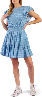 FLYING TOMATO Ruffle Cap Sleeve Textured Minidress
