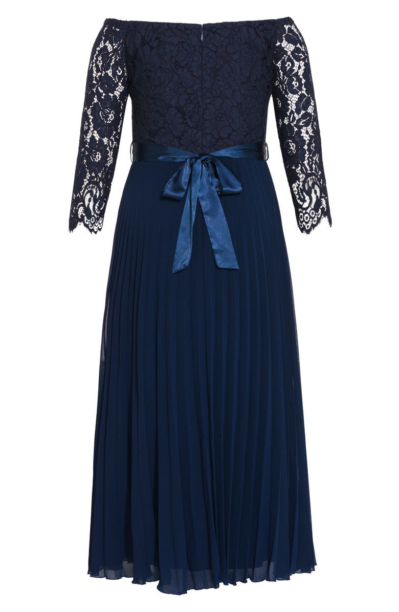 City Chic Intriguing Lace Bodice Off the Shoulder Maxi Dress, Alternate, color, 