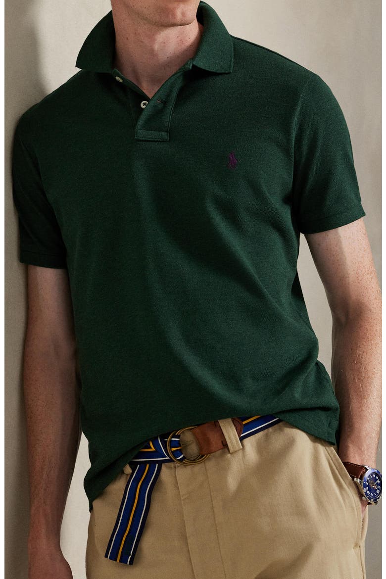 Solid Cotton Polo Shirt, Alternate, color, SCOTCH PINE HEATHER