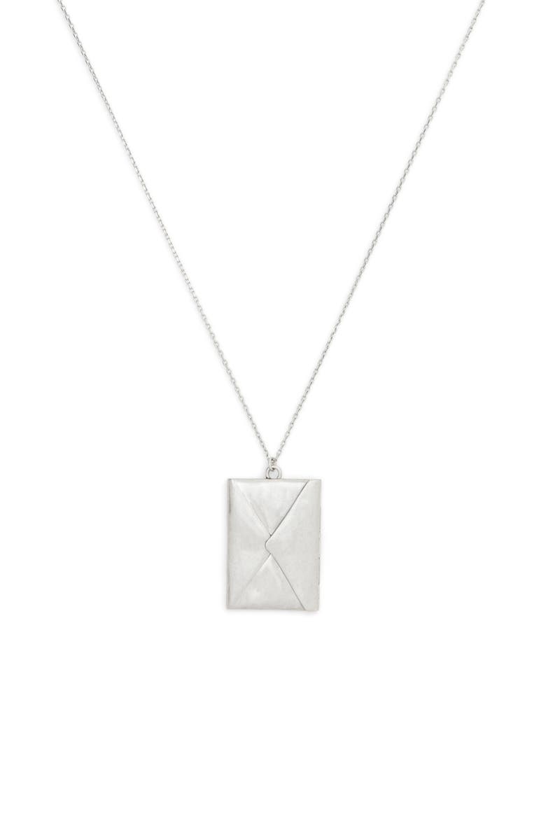Runway Envelope Long Necklace, Main, color, ANTIQUE SILVER