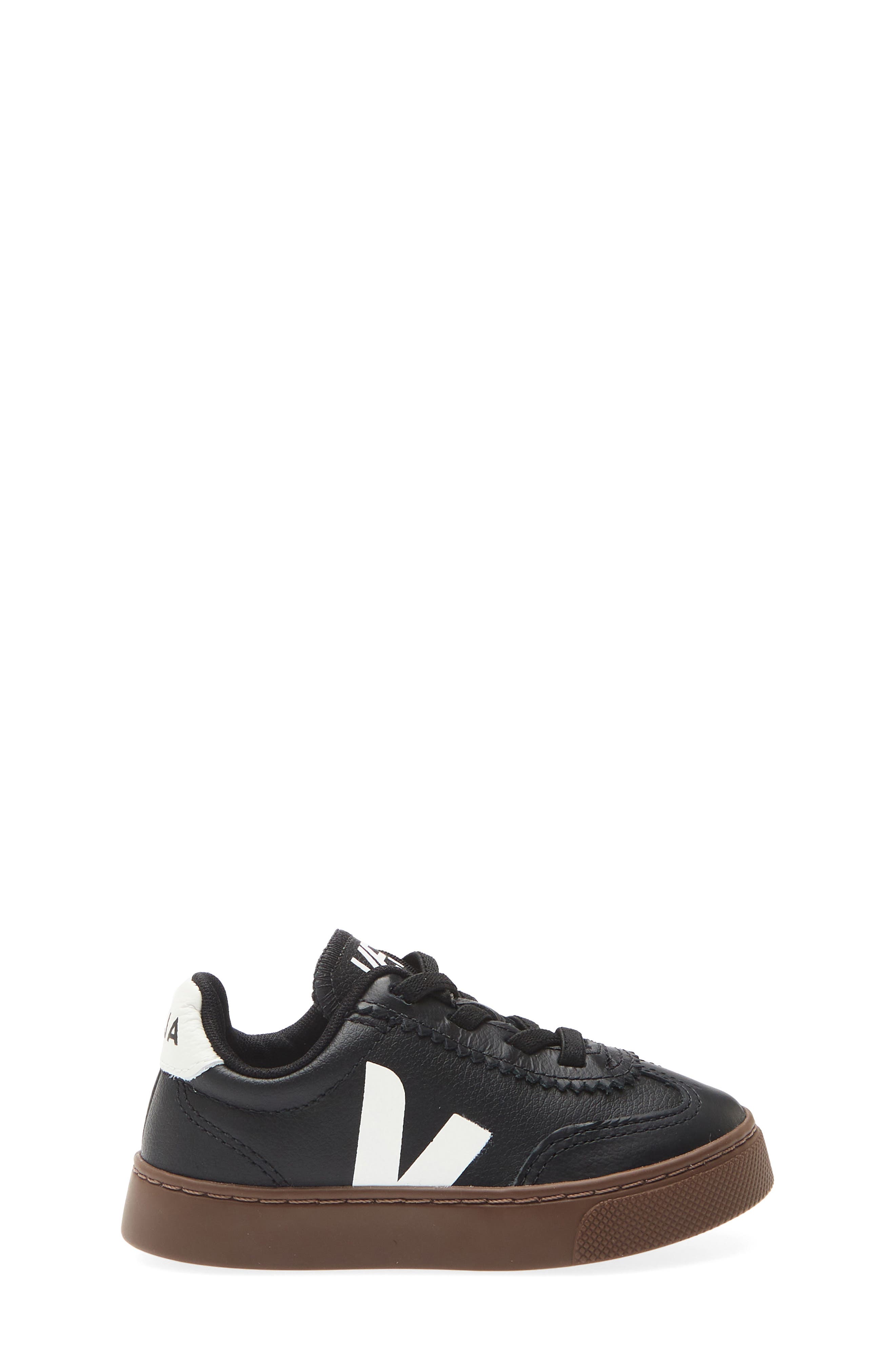 Kids' Volley Elastic Lace Sneaker, Alternate, color, BLACK WHITE BARK