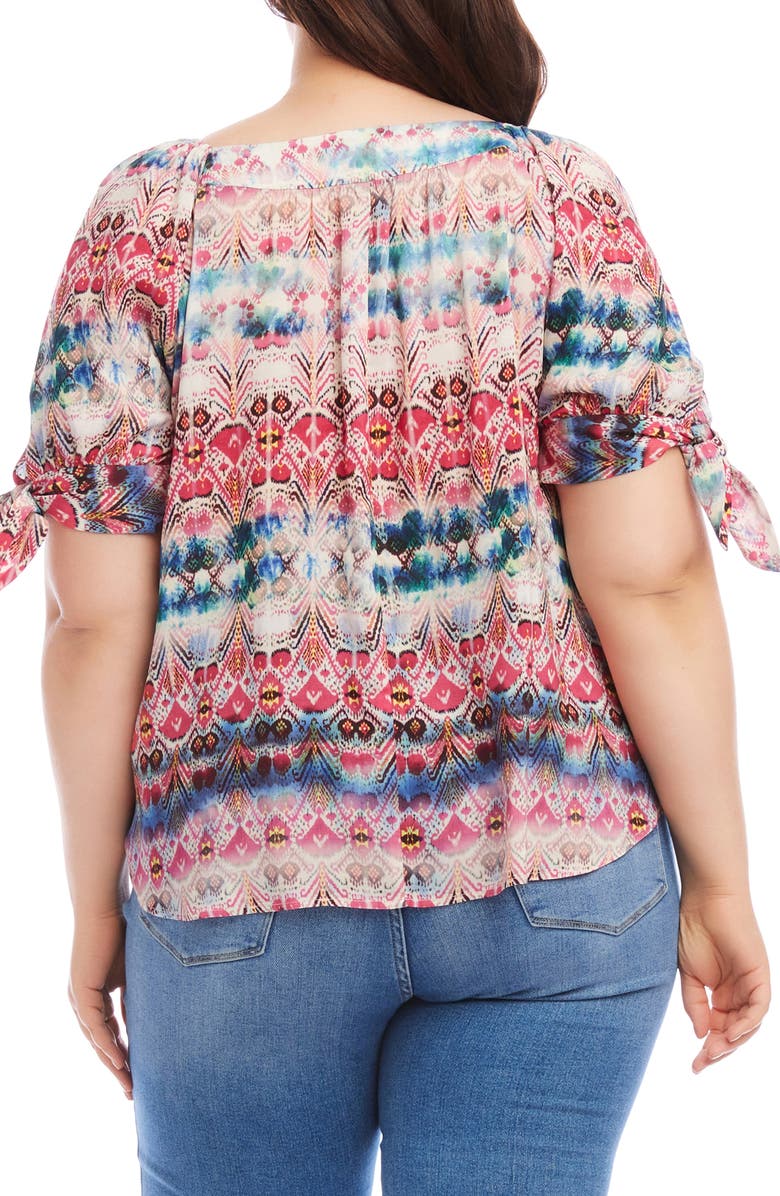 Karen Kane Square Neck Tie Cuff Top, Alternate, color, 