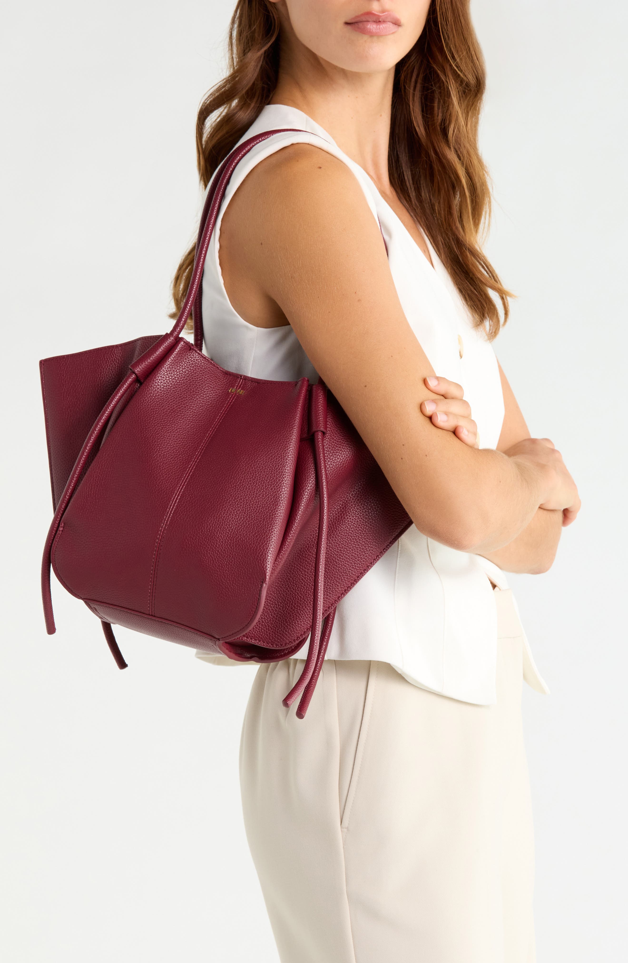 Nala Faux Leather Wide Tote, Alternate, color, BURGUNDY PEBBLED
