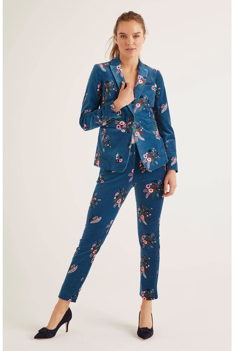 Floral Velvet Trousers, Alternate, color, BALTIC COUNTRY POSY