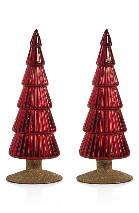 Set of 2 Dembe Glass Tree Figurines