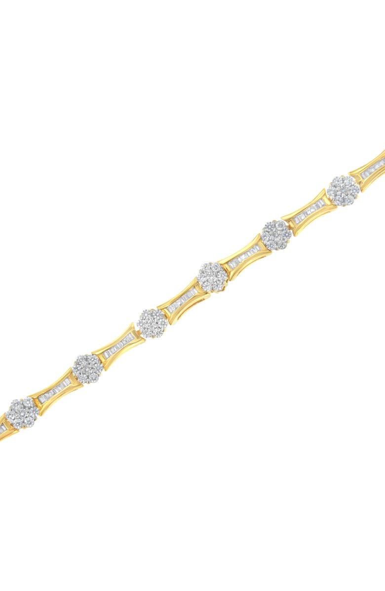 Haus of Brilliance 10K Gold 2.00 cttw Round and Baguette-Cut Diamond Link Bracelet, Alternate, color, Yellow