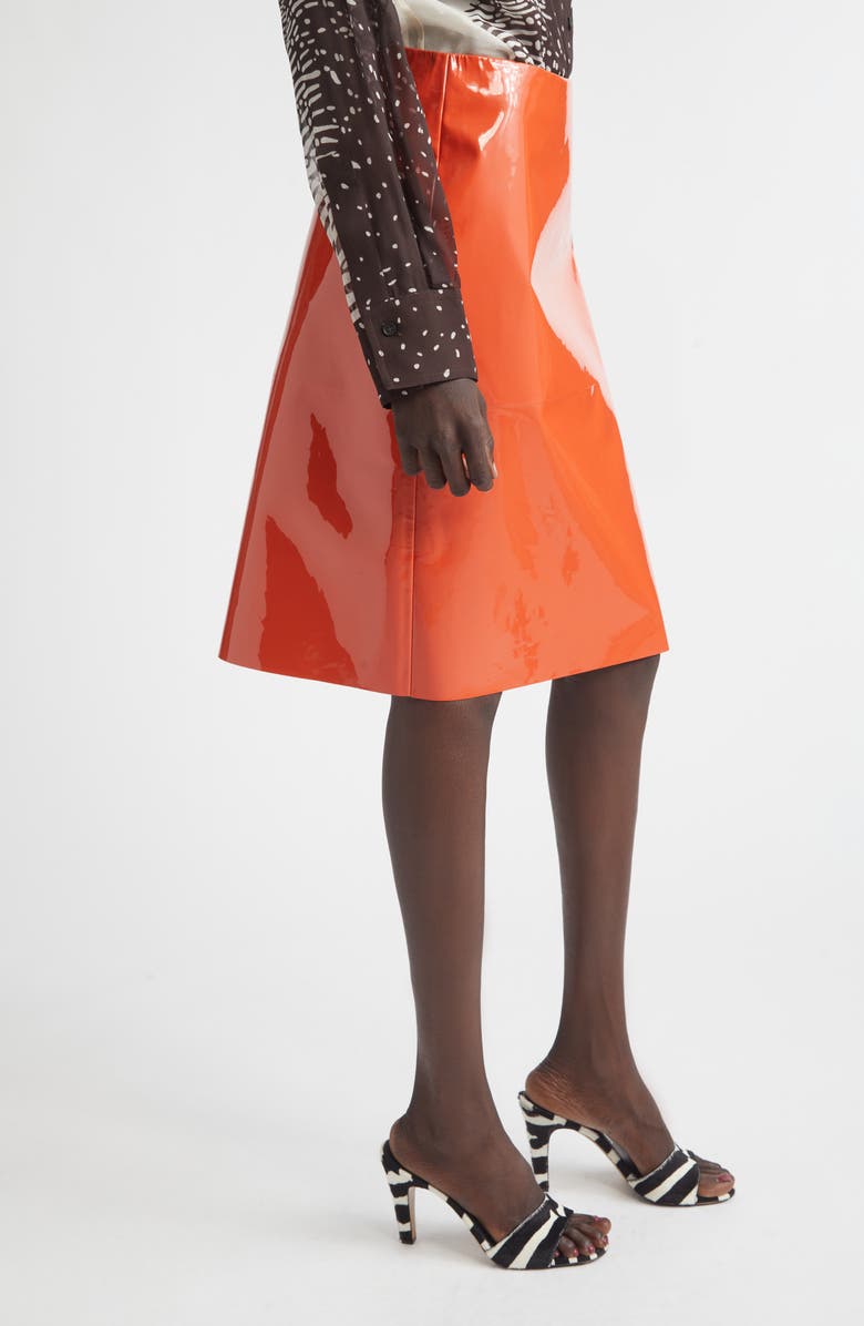 FERRAGAMO Patent Leather Pencil Skirt, Alternate, color, Light Siena