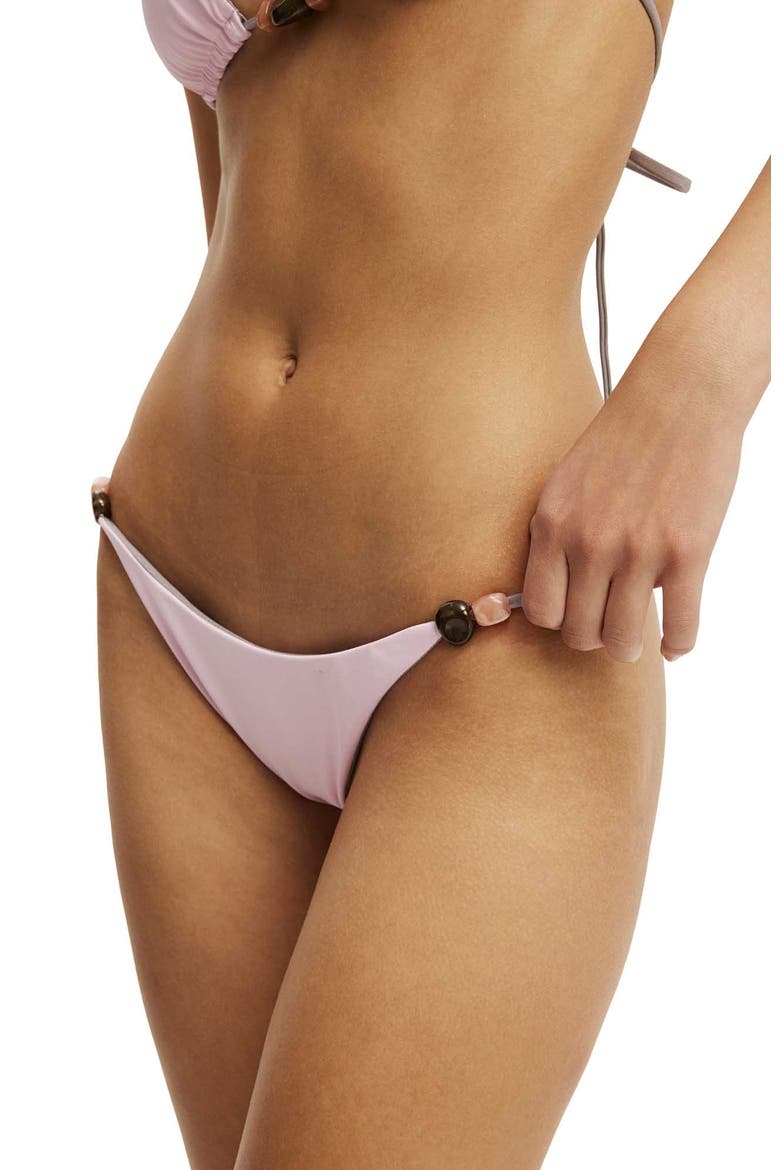 Women's Reversible Tanga Thong Bikini Bottom, Alternate, color, Petal Grey