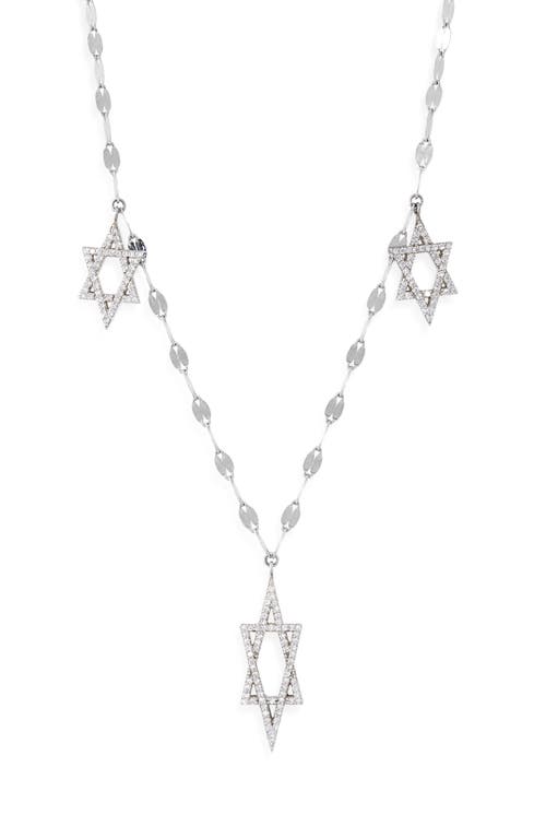 Lana 14k Gold Pavé Diamond Triple Star Of David Necklace In Metallic