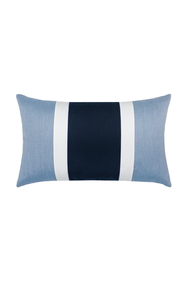 Nevis panelled dimensional banded Indoor & Outdoor Woven Accent Pillow, Main, color, Ocean