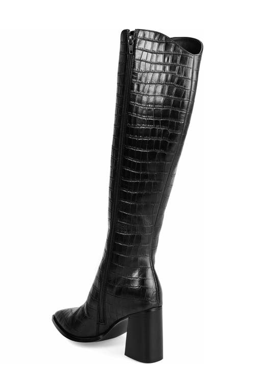 Journee Signature Laila Leather Boot In Croco