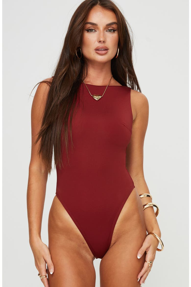 Beresford Scoop Back Bodysuit, Alternate, color, DARK RED