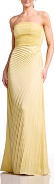 Dress the Population Kinley Accordion Pleat Strapless Evening Gown