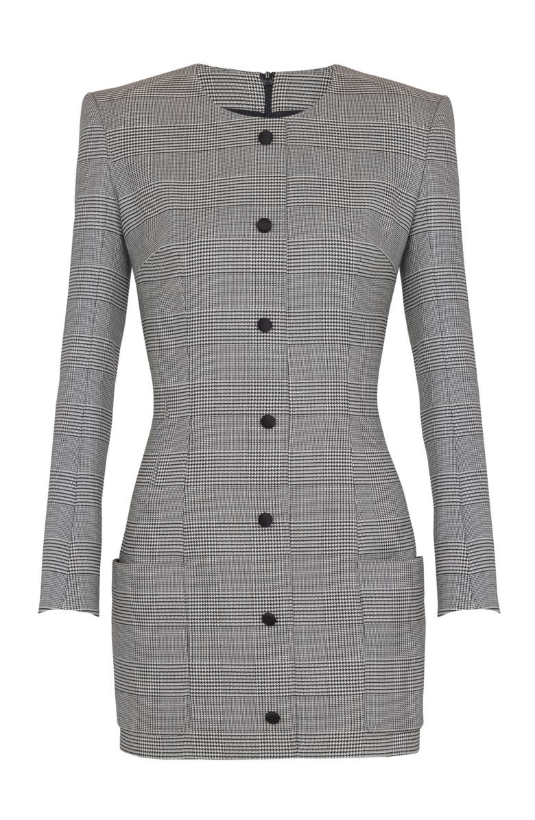 Balmain Short dress in Prince of Wales jacquard, Alternate, color, Black