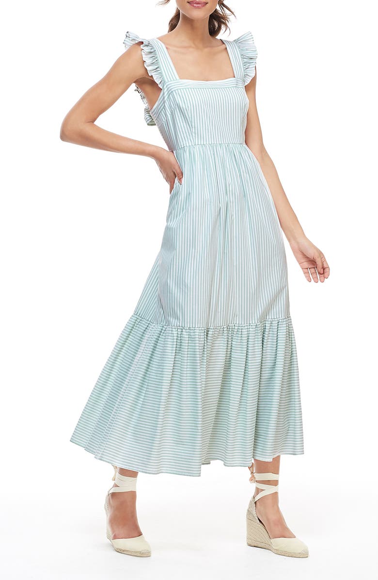 Gal Meets Glam Collection Jasmine Stripe Square Neck Maxi Sundress, Alternate, color, 