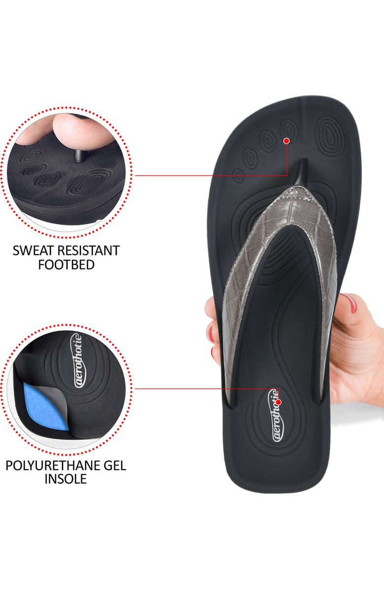 AEROTHOTIC Felice Waterproof Flip Flop, Alternate, color, Grey