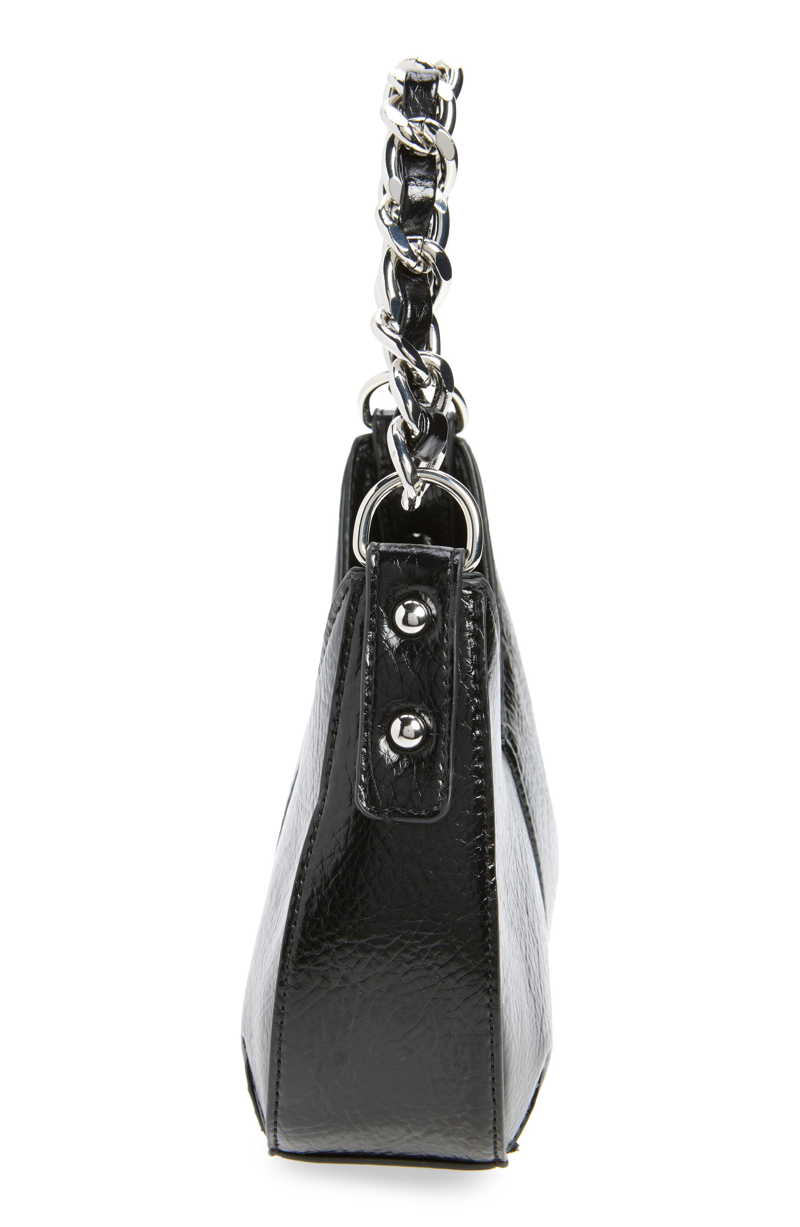 Gerry Structured Faux Leather Shoulder Grab Bag, Alternate, color, BLACK