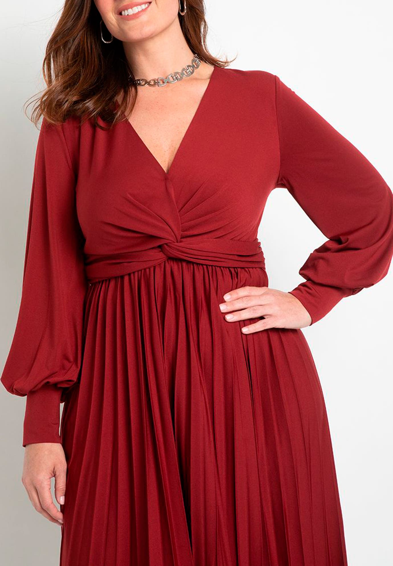 Knot Front Pleated Skirt Dress - image 2