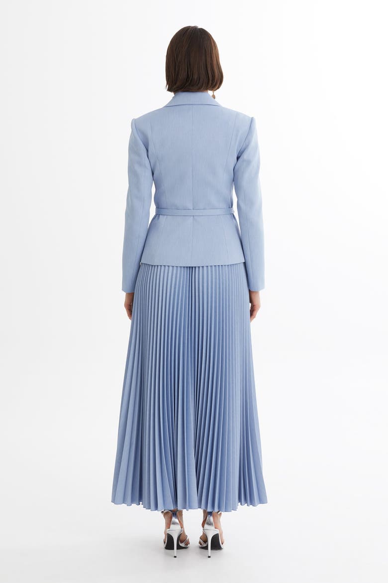 Blue Belted Blazer Pleated Skirt Set, Alternate, color, Light Blue