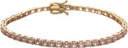 SUZY LEVIAN 14K Rose Gold Plated Sterling Silver Asscher Cut Pink Cubic Zirconia Tennis Bracelet