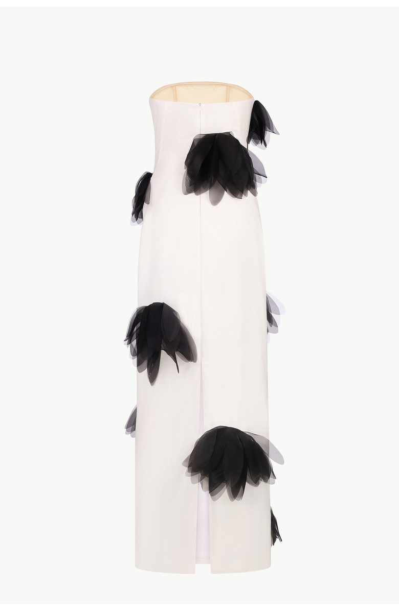 Malva Florea Strapless Floral-Applique Column Gown, Alternate, color, White