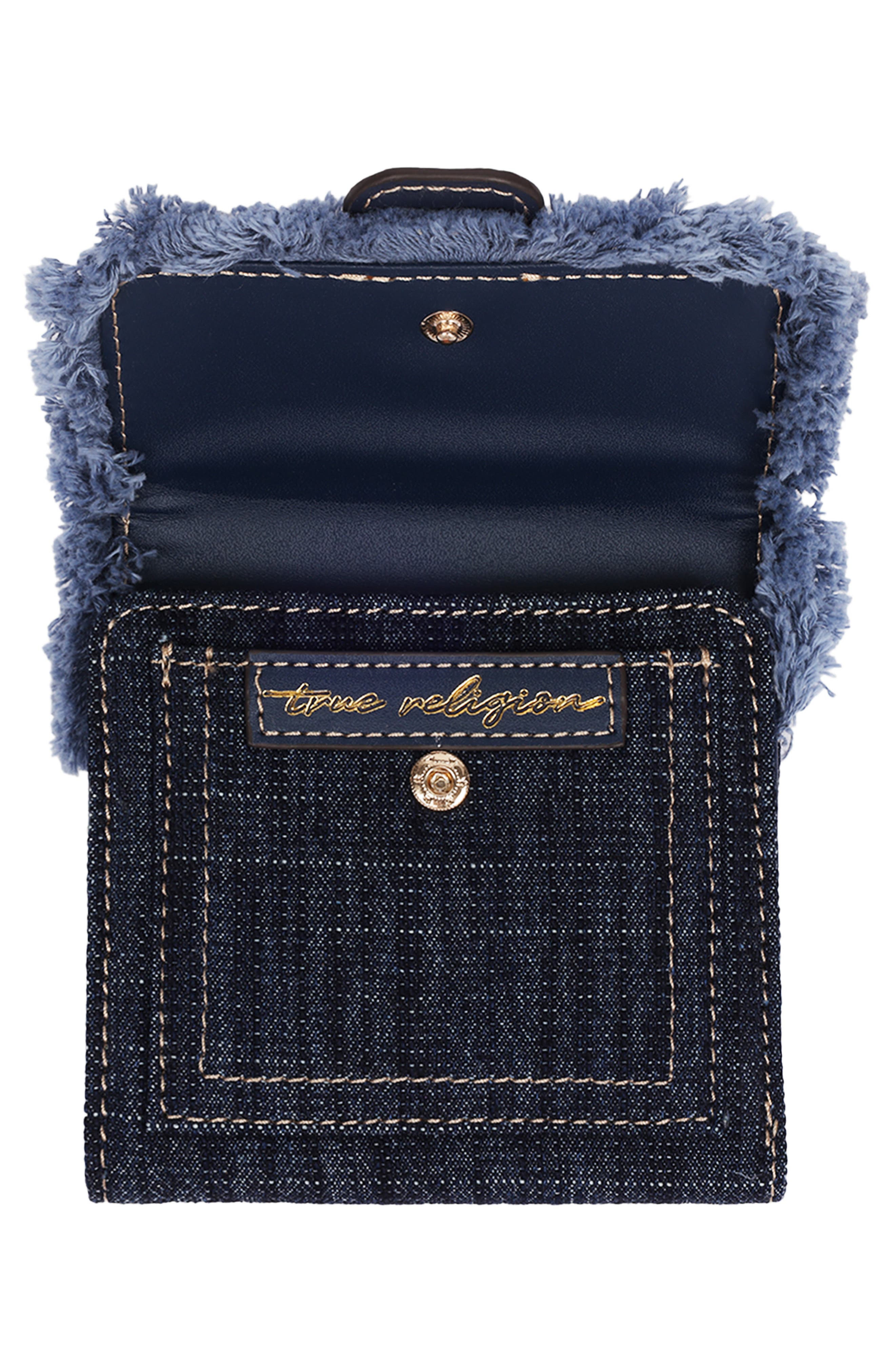 Frayed Denim Wallet, Alternate, color, DARK DENIM