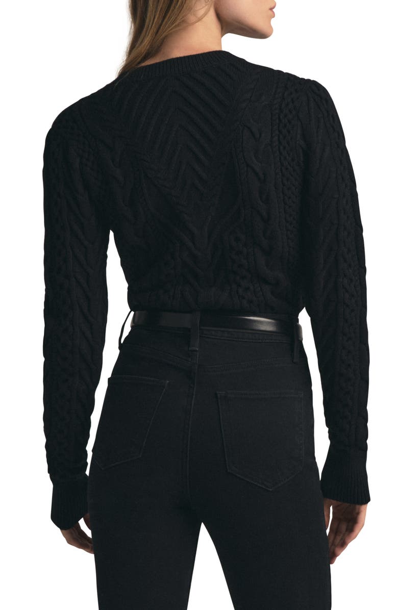 Favorite Daughter The Esther Cable Stitch Crop Sweater, Alternate, color, Black