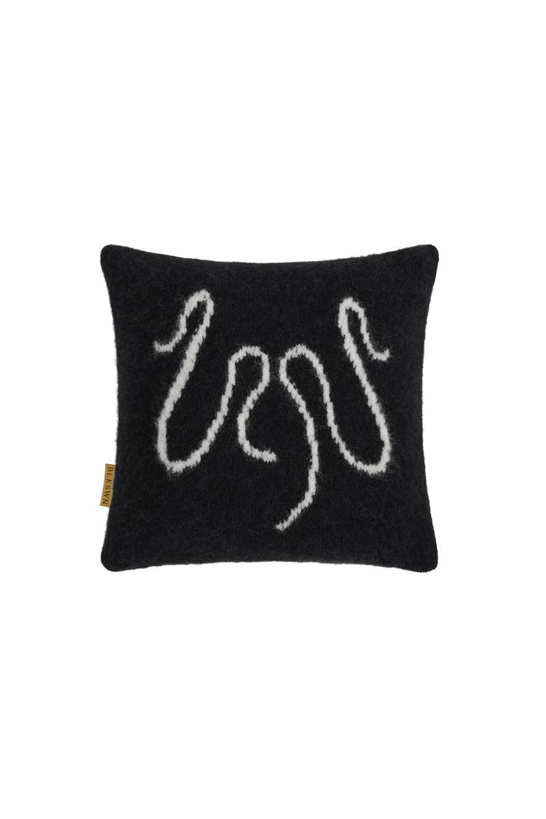 Swn Logo Alpaca Decorative Cushion, Main, color, Black