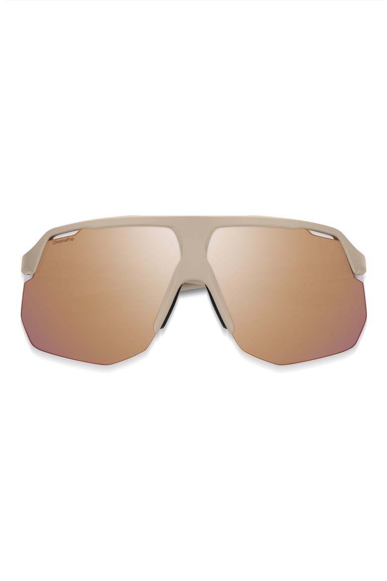 Motive 74mm ChromaPop™ Polarized Shield Sunglasses, Main, color, MATTE SUMMIT / ROSE GOLD