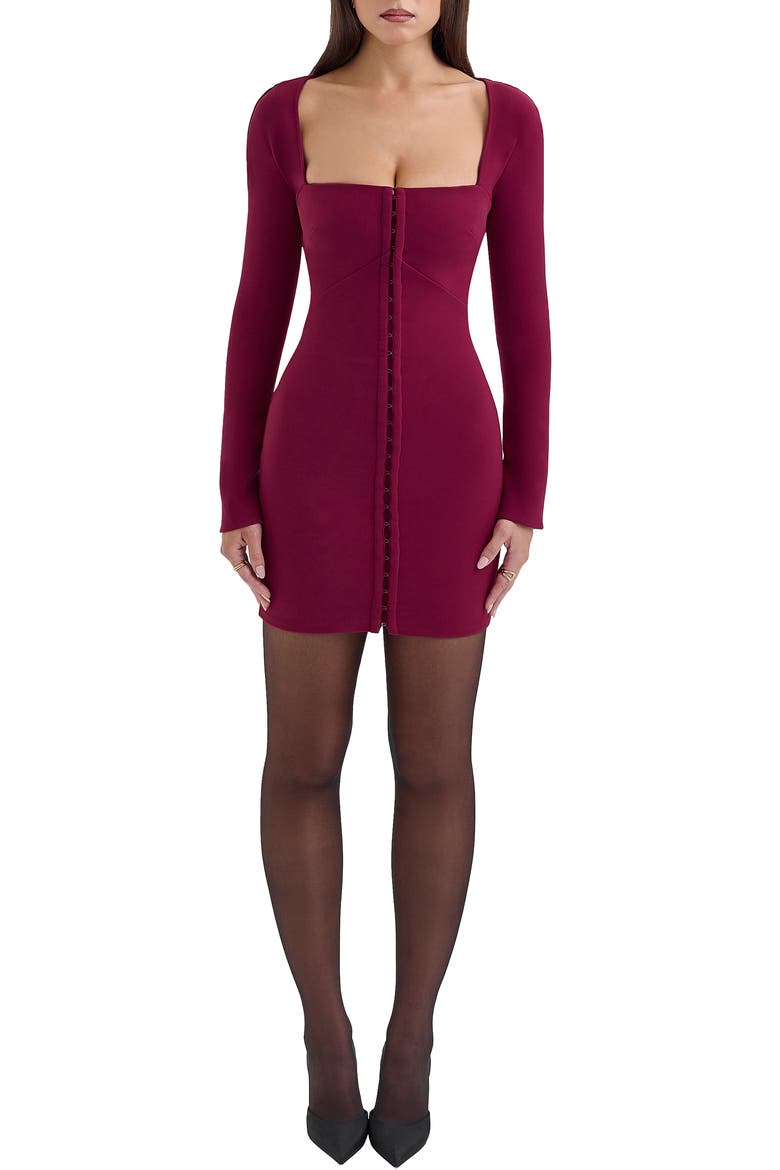 Selene Long Sleeve Minidress, Main, color, BEET RED
