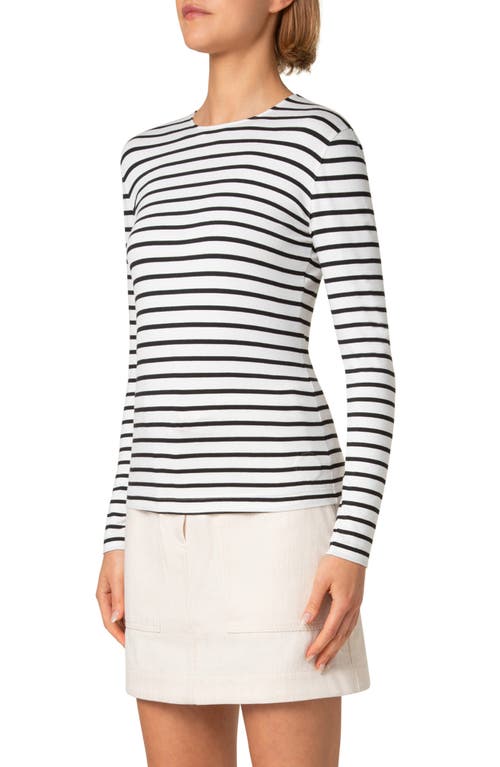 Akris Punto Sailor Striped Long-sleeve Viscose Jersey Top In Cream-black