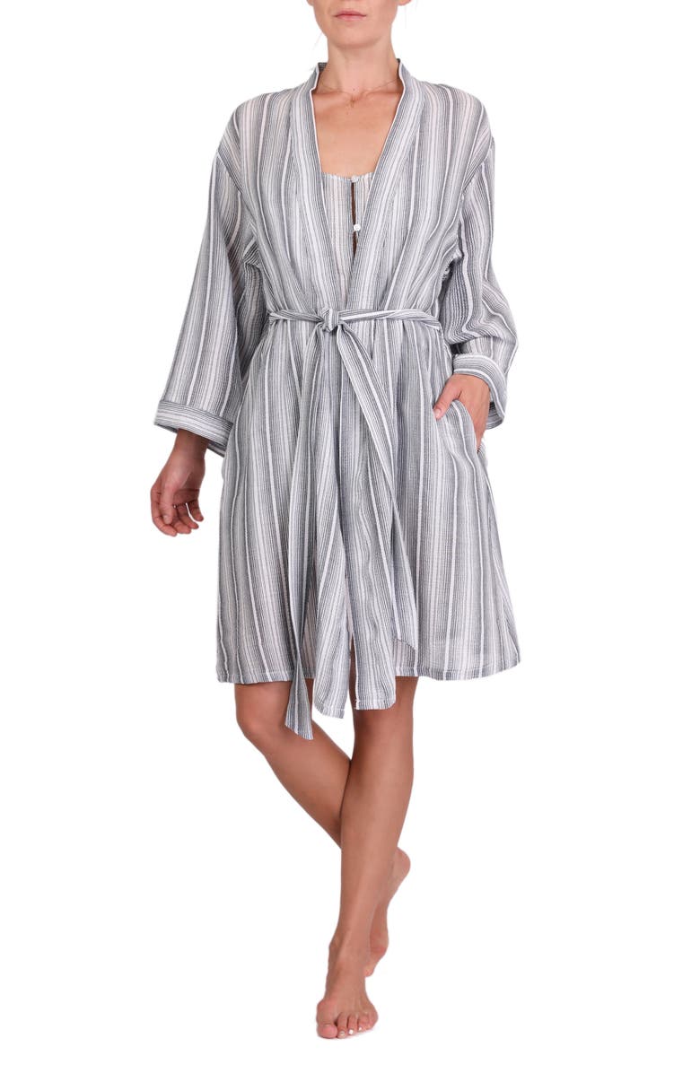 Everyday Ritual Misty Short Robe, Main, color, Perissa Stripe
