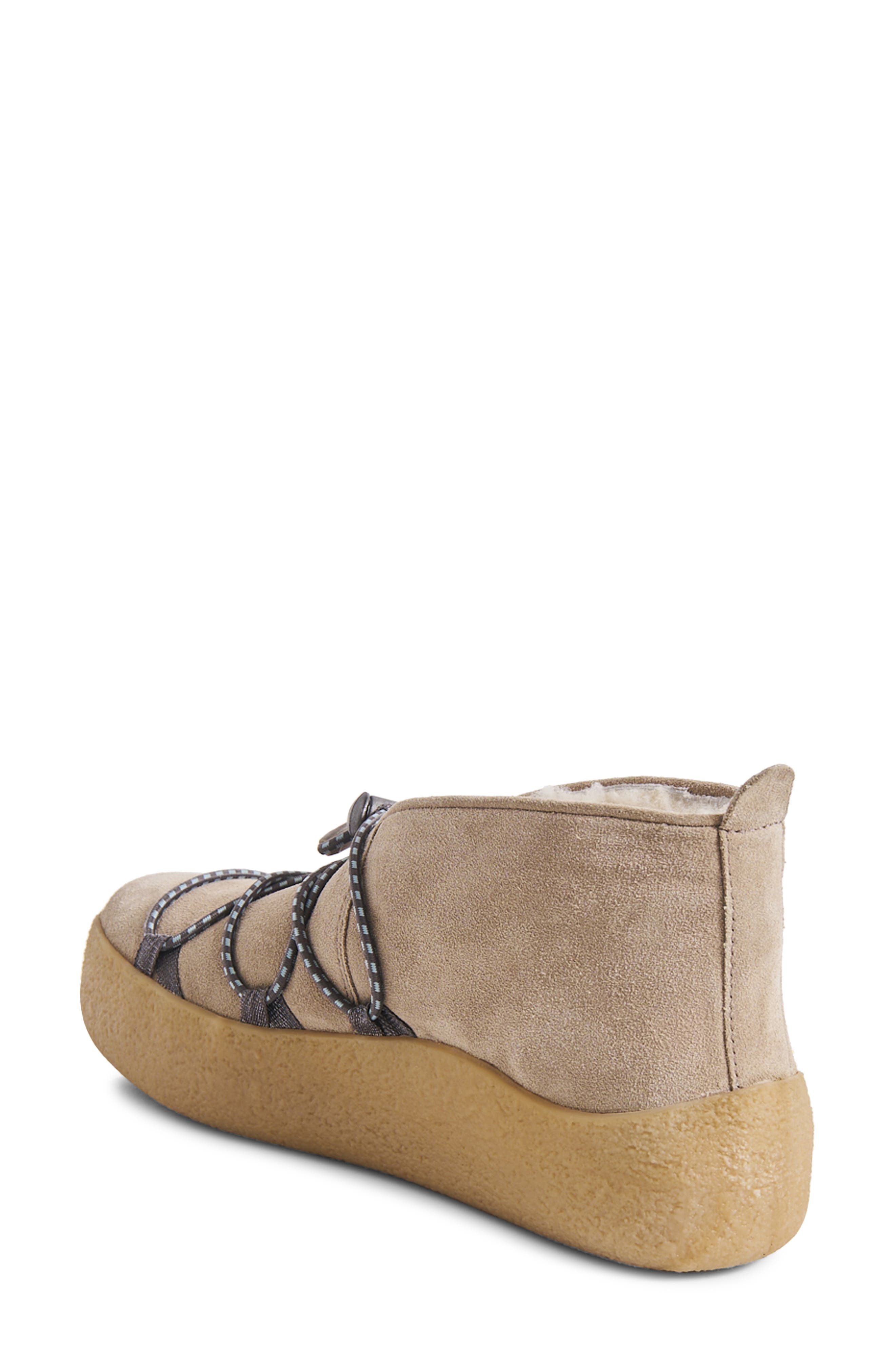 Free People Snowdrop Micro Genuine Shearling Boot, Alternate, color, Dust Bunny Suede