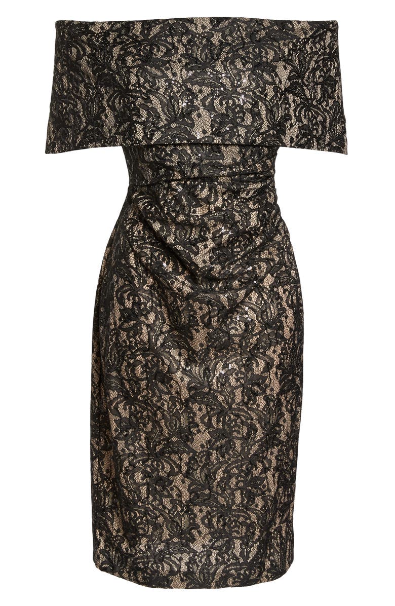 Vince Camuto Off the Shoulder Lace Sheath Dress, Alternate, color,