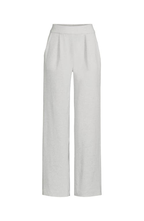 Lands' End Knit High Rise Pleated Wide Leg Pants In Soft Light Gray Heather