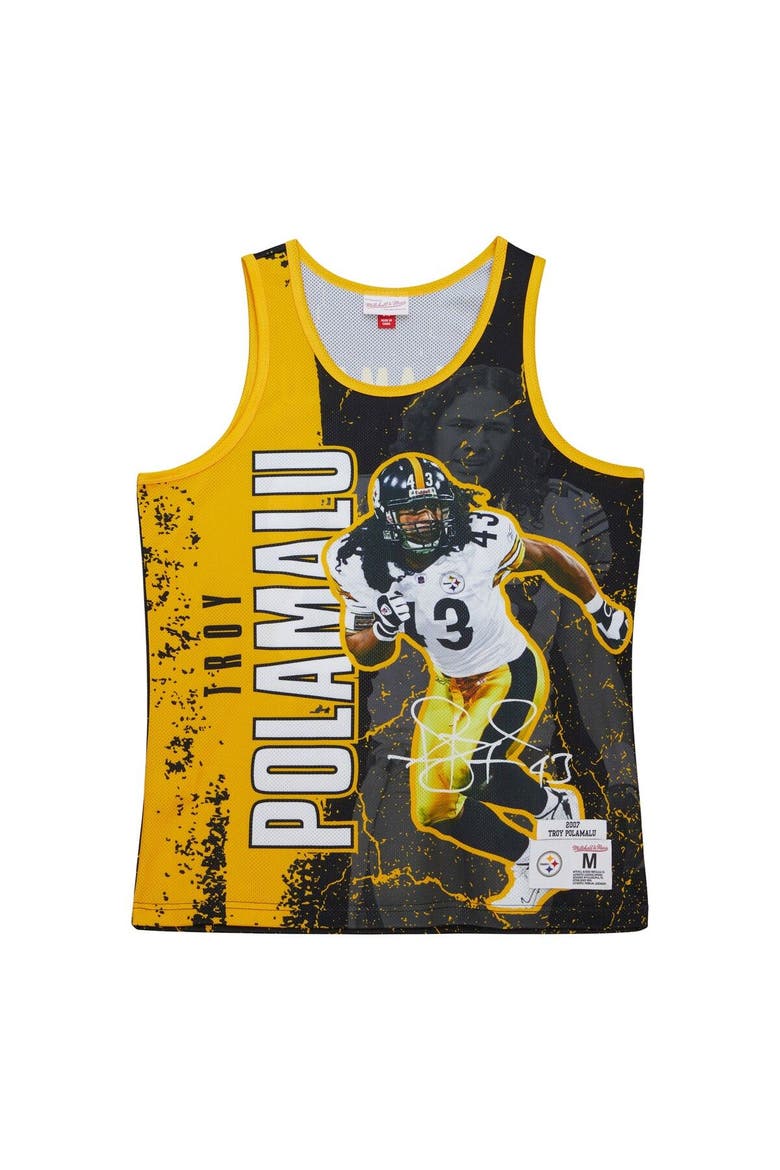 Men's Mitchell & Ness Troy Polamalu Black Pittsburgh Steelers 2007 Player Burst Tank Top, Alternate, color, Black