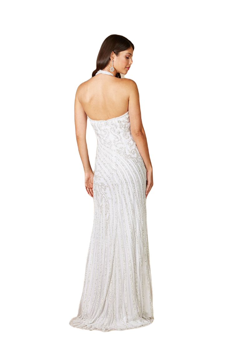 Dawson Beaded Wedding Dress with Halter Neck, Alternate, color, White