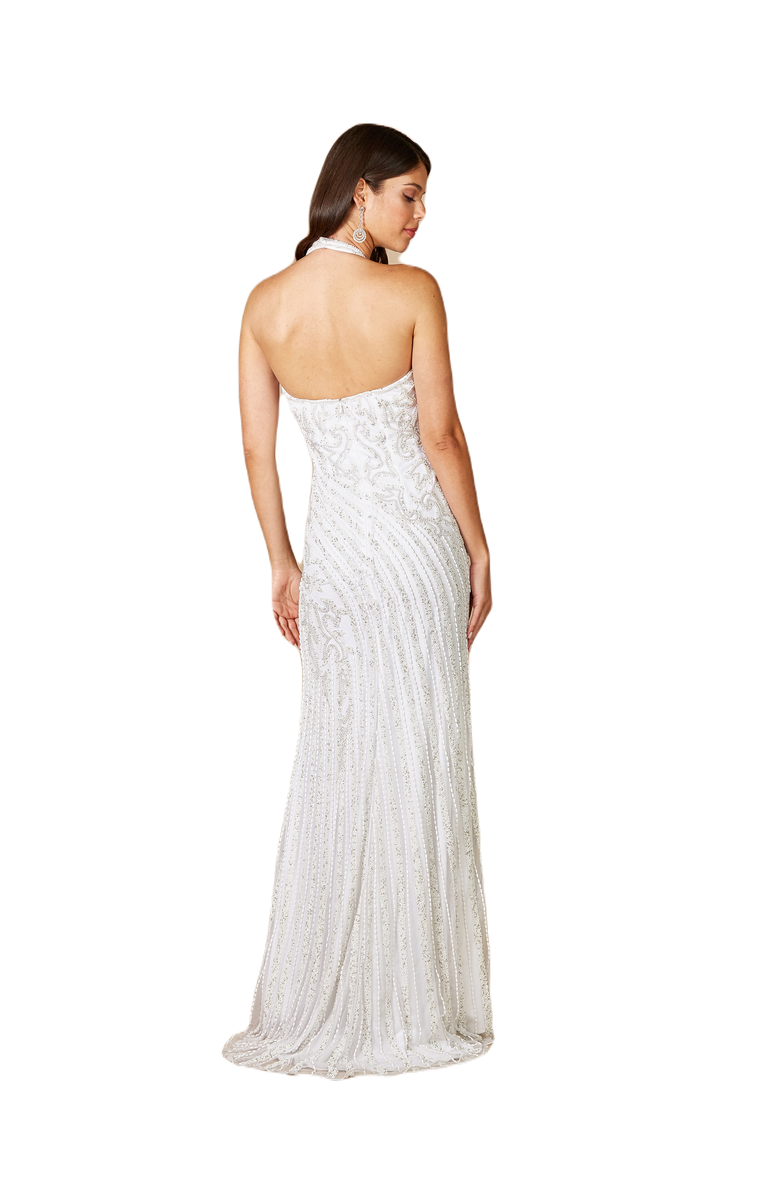 LARA New York Dawson Beaded Wedding Dress with Halter Neck, Alternate, color, White