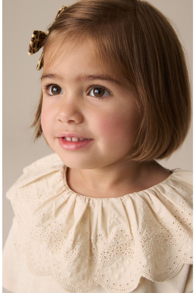 Kids' Eyelet Collar Cotton T-Shirt, Alternate, color, CREAM