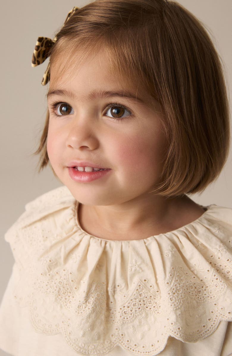 NEXT Kids' Eyelet Collar Cotton T-Shirt, Alternate, color, Cream