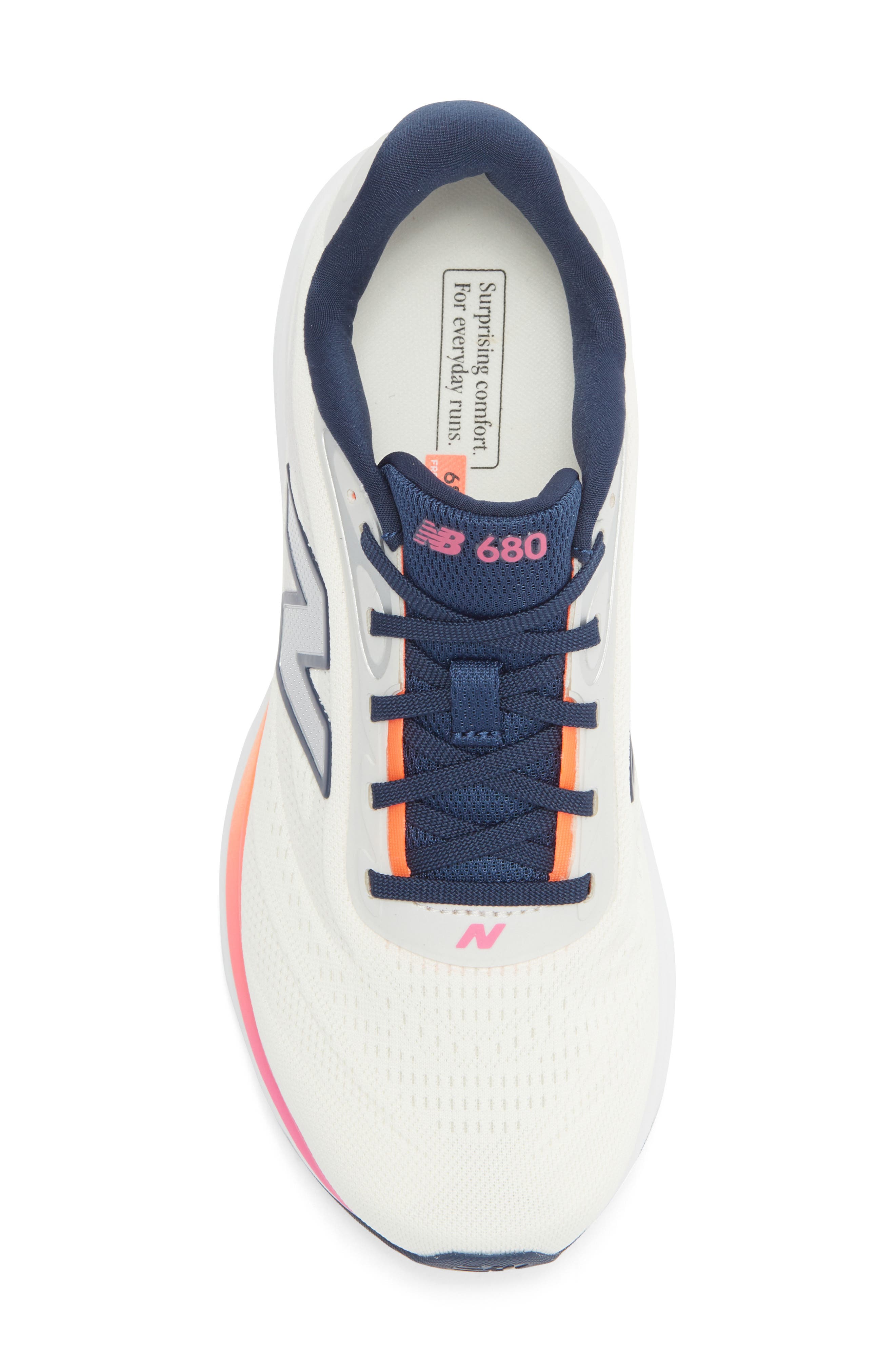 New Balance 680 Running Shoe, Alternate, color, Sea Salt/ Tangerine Heat