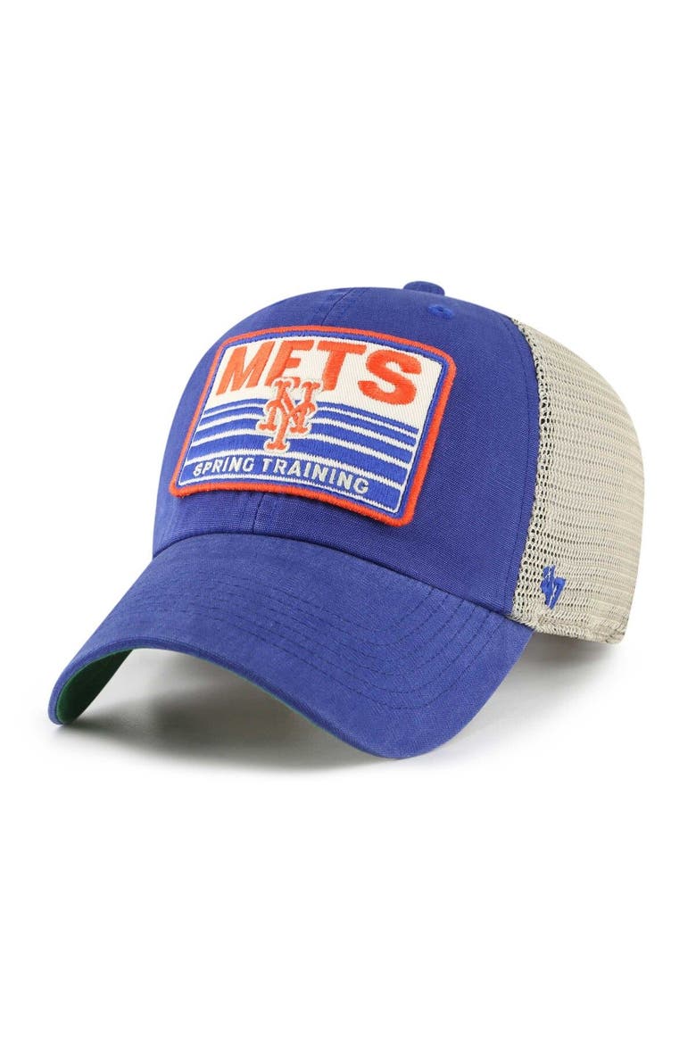 Men's '47 Royal/Tan New York Mets Four Stroke Clean Up Trucker Snapback Hat, Main, color, Royal