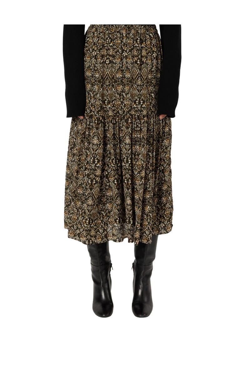GERARD DAREL Billie Flared Printed Midi Skirt, Main, color, Medium Khaki