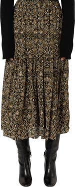 GERARD DAREL Billie Flared Printed Midi Skirt