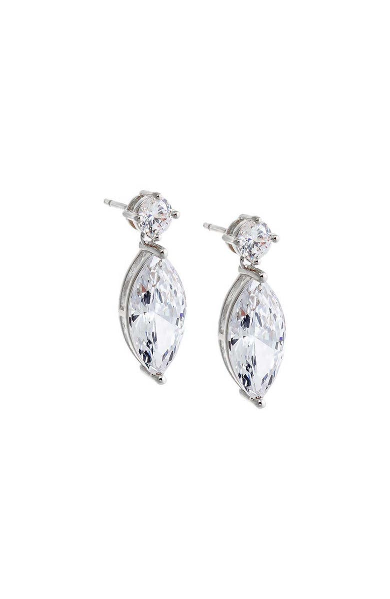 BY ADINA EDEN Fancy Solitare & Marquise Dangle Stud Earring, Main, color, Silver